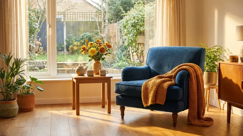 Sunlit living room arranged for care, armchair and blanket, How to Start a Home Care or Personal Care Agency in Alaska